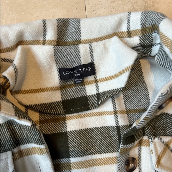 Love Tree Plaid Button-Down Shacket - Picture 2 of 4